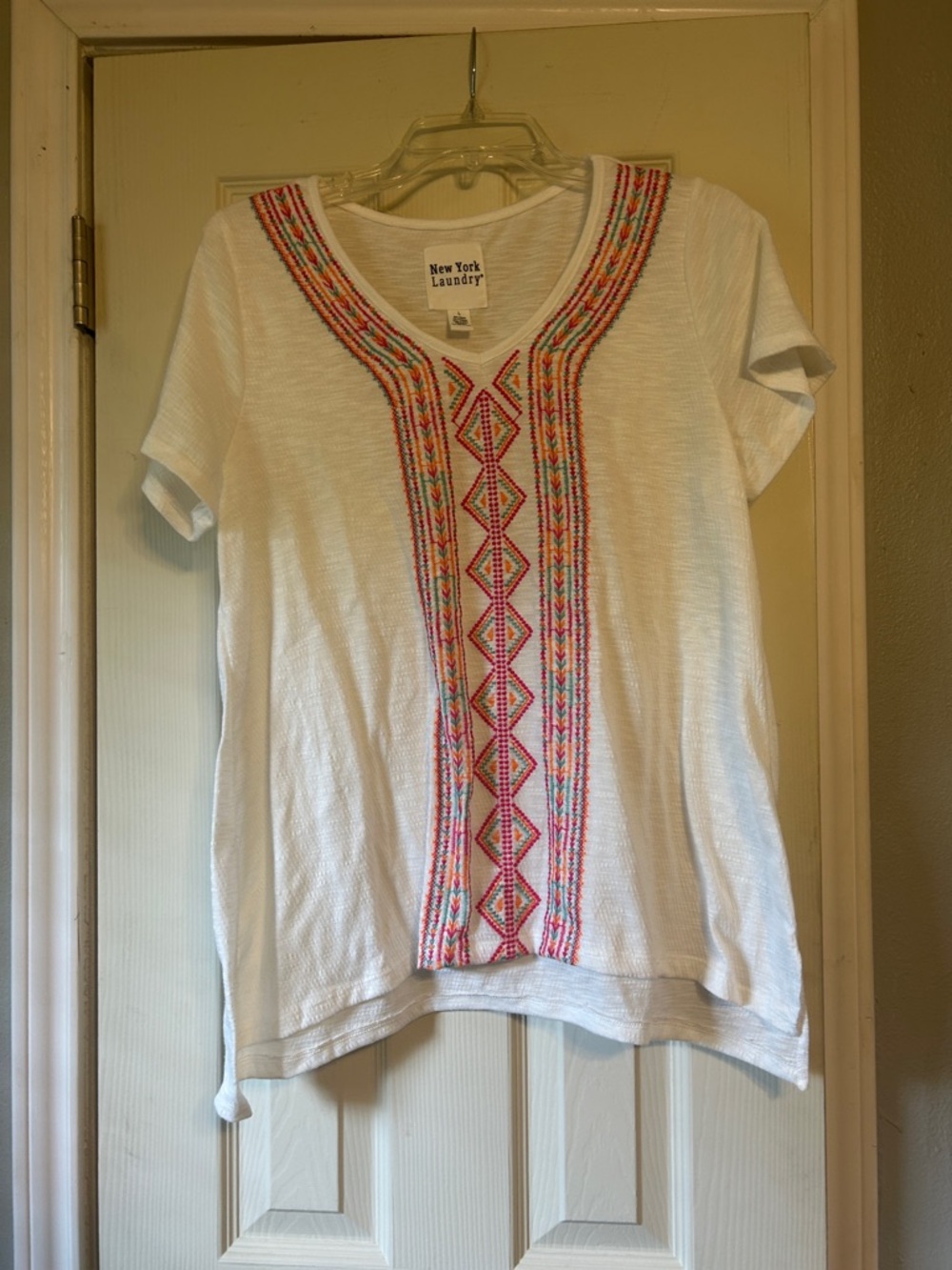 2/$25, 3/$30 New York Laundry white embroidered tunic
